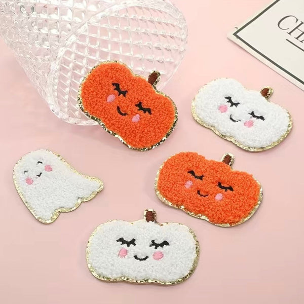 Iron on patch, White pumpkin, Halloween patch