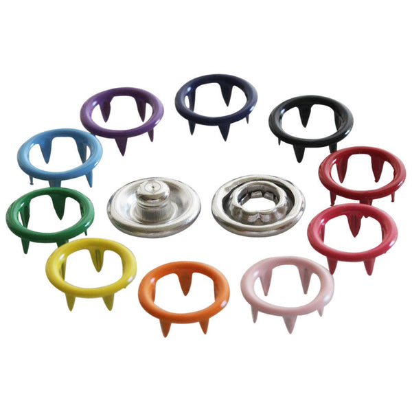 Kam snaps. size 16, open ring, metal snaps. Pack of 8 sets