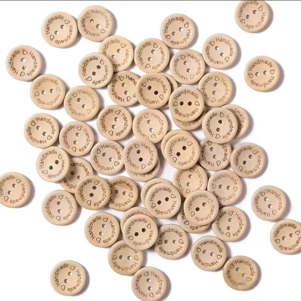 Wood buttons “Handmade”  3/4”